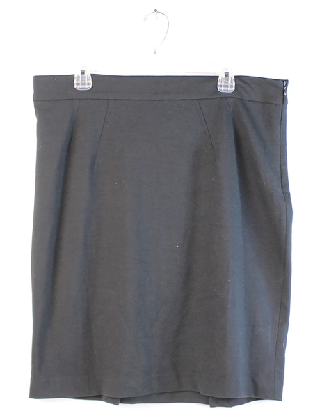 Vintage Alfred Sung Black Pencil Skirt Women's Size 16 Pleated Side Zip