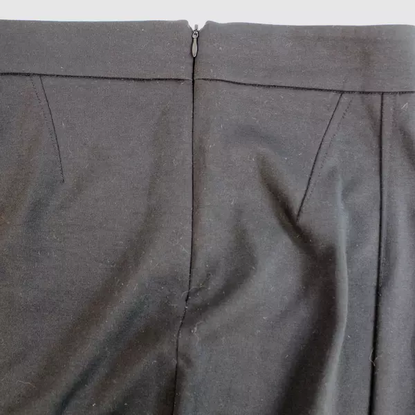 Vintage Alfred Sung Black Pencil Skirt Women's Size 16 Pleated Side Zip