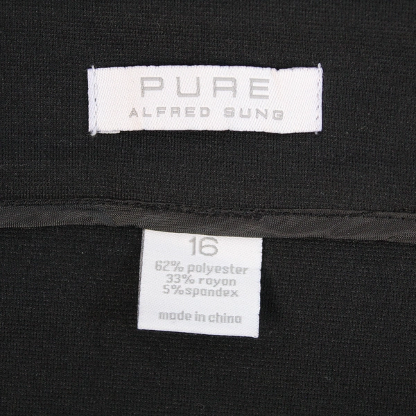 Vintage Alfred Sung Black Pencil Skirt Women's Size 16 Pleated Side Zip