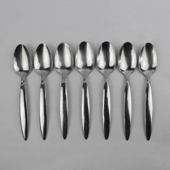 Lot of 7 Farberware Diner Place Oval Spoons, 7 3/8" Stainless Steel Flatware 