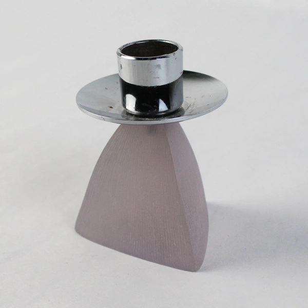 Set Of 2 All For Sun Metal Taper Candle Holders Pink Frosted Glass Base 