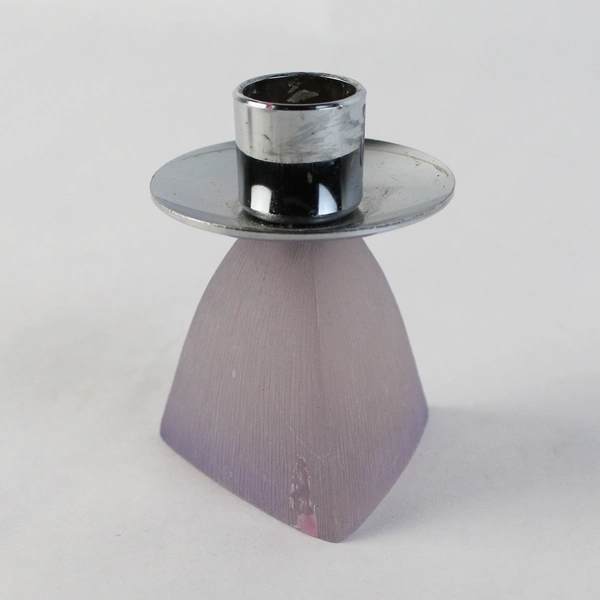 Set Of 2 All For Sun Metal Taper Candle Holders Pink Frosted Glass Base 