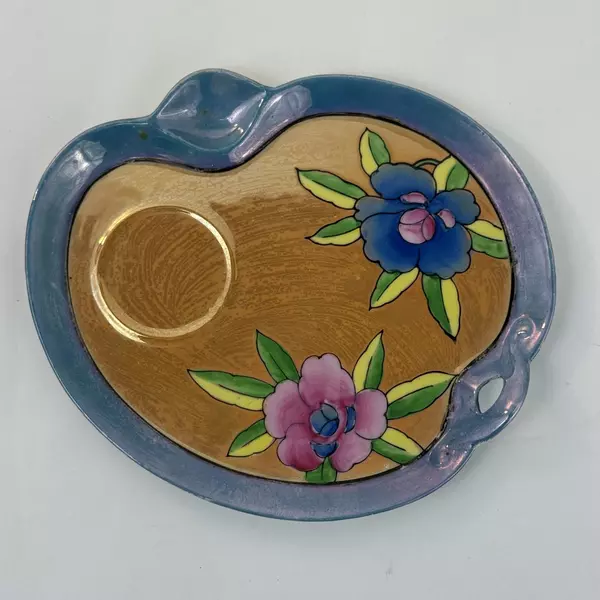 Vintage Hand Painted Lustreware Floral Snack Plate Japan Decorative Collectible