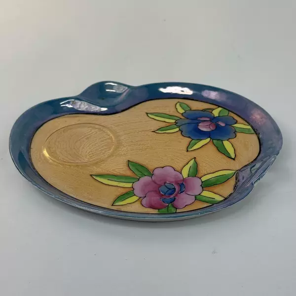 Vintage Hand Painted Lustreware Floral Snack Plate Japan Decorative Collectible
