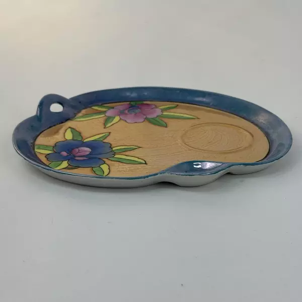 Vintage Hand Painted Lustreware Floral Snack Plate Japan Decorative Collectible
