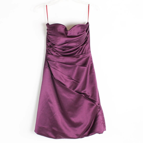 Purple Satin A-Line Prom Dress Strapless Women's Size XS