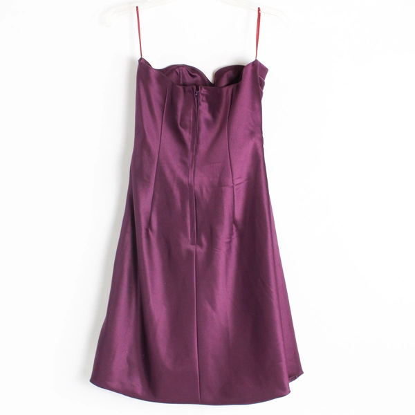 Purple Satin A-Line Prom Dress Strapless Women's Size XS