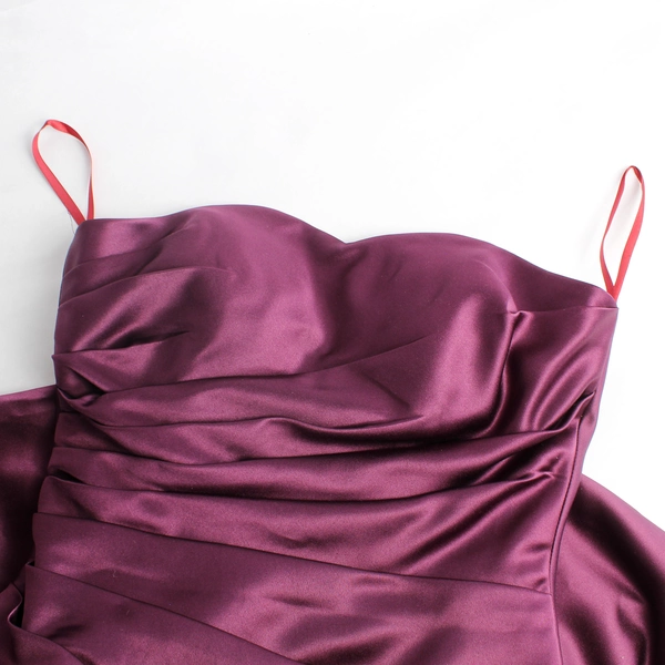 Purple Satin A-Line Prom Dress Strapless Women's Size XS