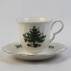 Nikko Happy Holidays Porcelain Footed Cup And Saucer Christmas Tree