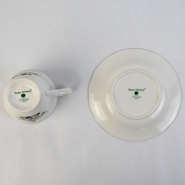 Nikko Happy Holidays Porcelain Footed Cup And Saucer Christmas Tree