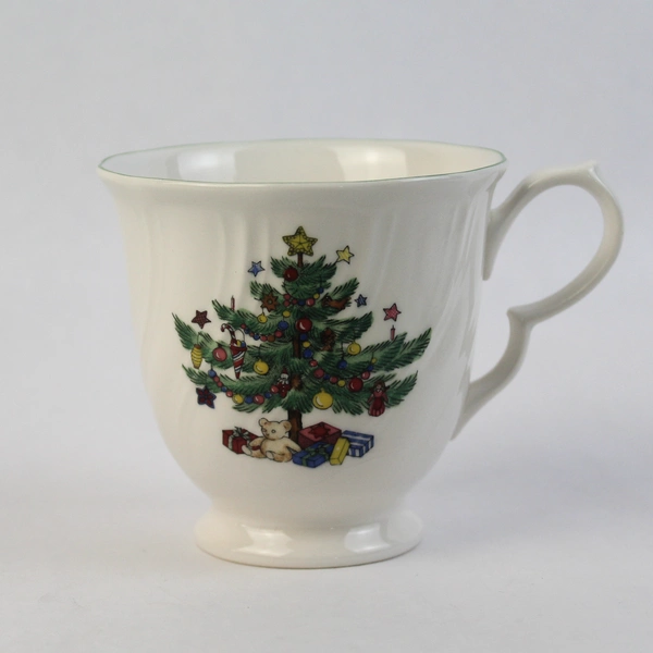 Nikko Happy Holidays Porcelain Footed Cup And Saucer Christmas Tree