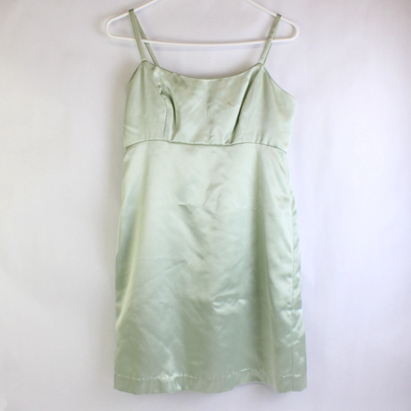 L.M. J'Berg and Finch Mint Green Satin Dress Spaghetti Strap Women's Size XS