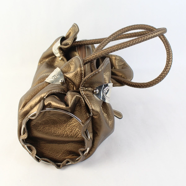 Brown Faux Leather Women's Shoulder Bag Purse With Silver-Toned Accents