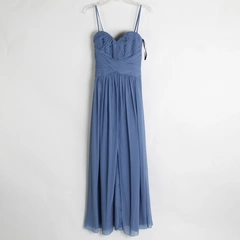 Dessy Collection Chiffon Gown Mist Blue Spaghetti Strap Women's Size 4L Formal