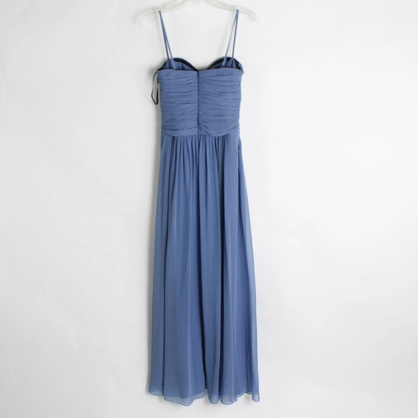 Dessy Collection Chiffon Gown Mist Blue Spaghetti Strap Women's Size 4L Formal