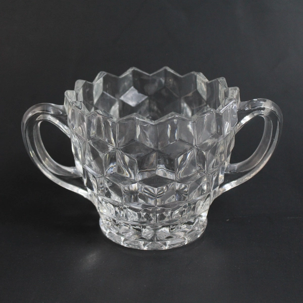Vintage Fostoria Glass American Block Optic Creamer and Sugar Bowl Set