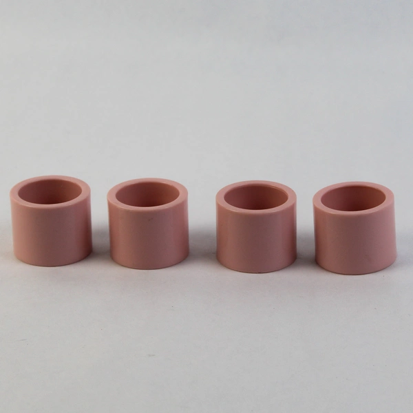 Set Of 4 Pink Round Hard Plastic Napkin Rings 