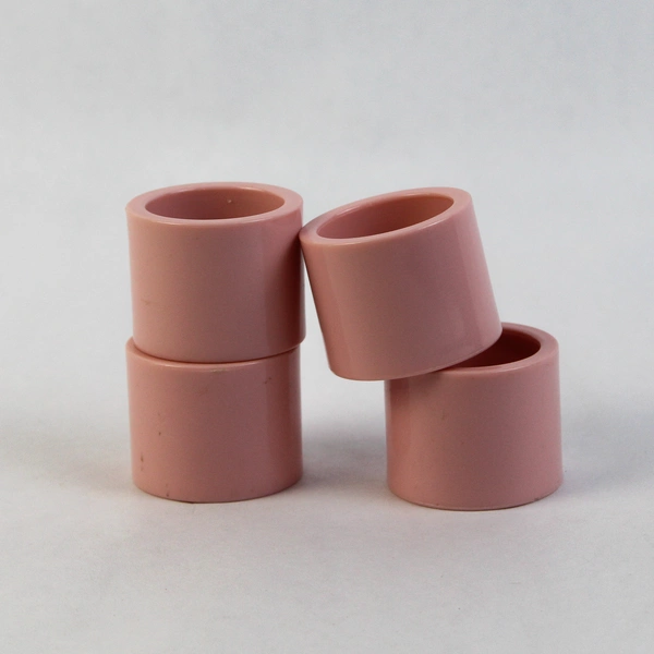 Set Of 4 Pink Round Hard Plastic Napkin Rings 