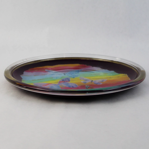 2000 Hand Crafted Decoupage Glass Plate Butterfly Pattern 9.25"