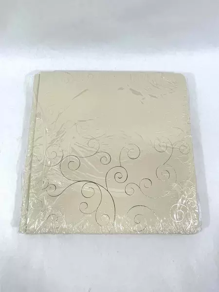 Vintage Sealed Vinyl Photo Album Beige Gold Swirls 12.5" x 12.75"