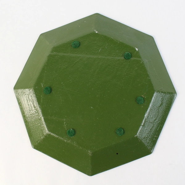 Hand Crafted Green Octagon Decoupage Glass Plate Pear Postcard Pattern 8.5"