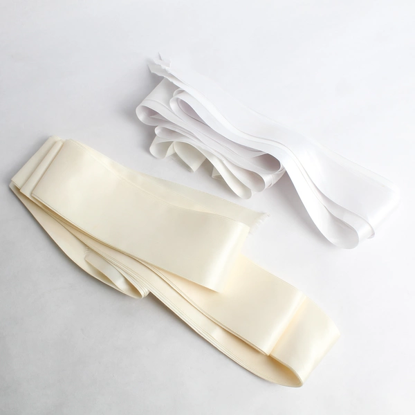 Lot of 10 Satin Ribbons or Sashes White and Ivory Bridal Decor Chair
