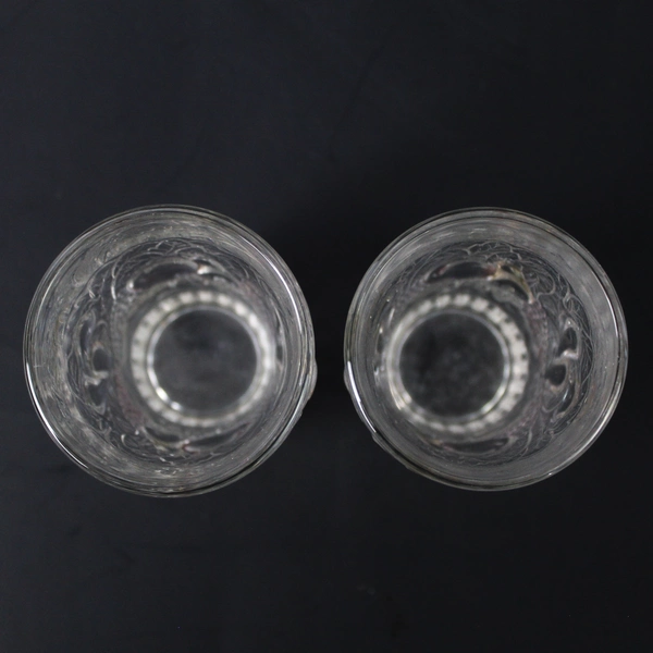 Set of 2 Vintage Westmoreland Della Robbia Embossed Glass Tumblers 3.75"