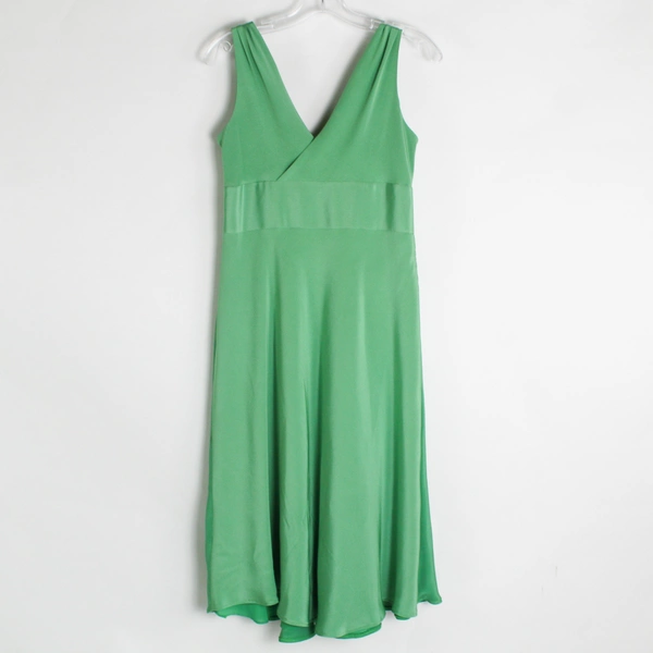 J. CREW Green Fit and Flare Silk Formal Wedding Cocktail Dress Women's Size 8