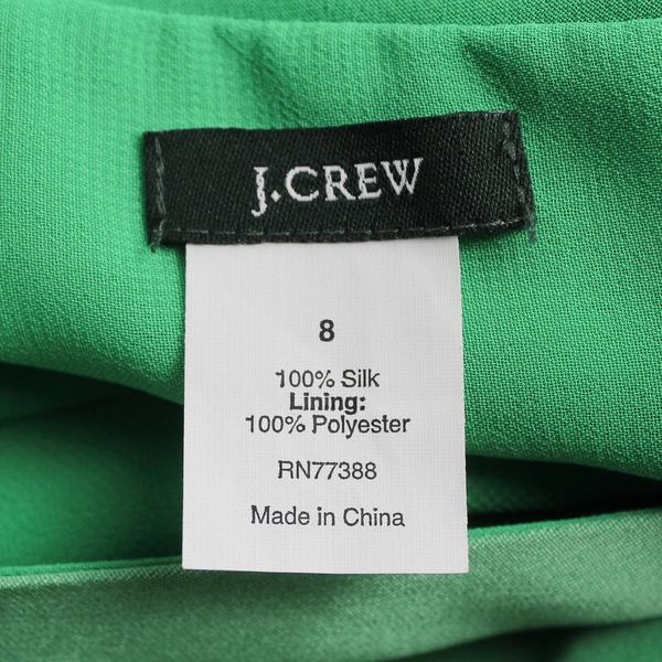 J. CREW Green Fit and Flare Silk Formal Wedding Cocktail Dress Women's Size 8