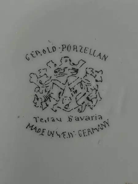 Vintage Gerold Porzellan Bon Bon Bowl GDR2 Pink Roses Gold Trim 5.75"