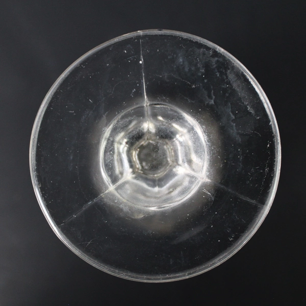 EAPG Moon and Stork Pattern Clear Embossed Glass Goblet 5.75" Flawed