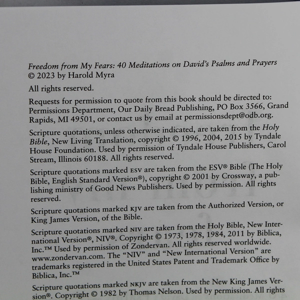 Freedom From My Fears by Harold Myra Features 40 Meditations 2023 Paperback