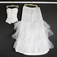 2 Piece White Girdle Crop Top Sleeveless With Long Skirt Outfit Women's Size XS