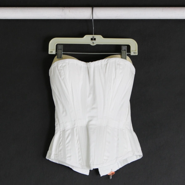 2 Piece White Girdle Crop Top Sleeveless With Long Skirt Outfit Women's Size XS