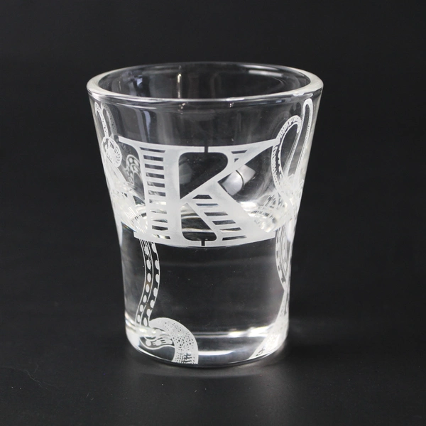 Personalized K Initial Shot Glass Engraved Octopus Arms