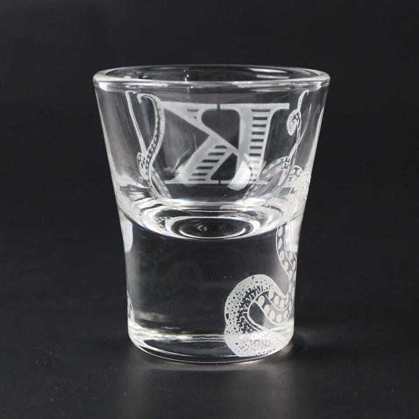 Personalized K Initial Shot Glass Engraved Octopus Arms