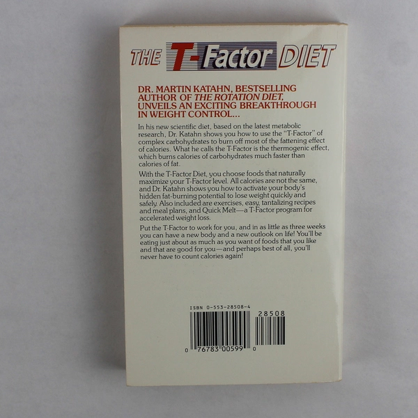 The T-Factor Diet by Martin Katahn 1990 Paperback Lose Weight Safely & Quickly