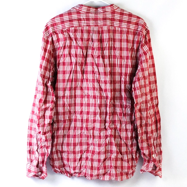 Old Navy XL Slim Fit Red White Plaid Dress Shirt Long Sleeve Good Condition