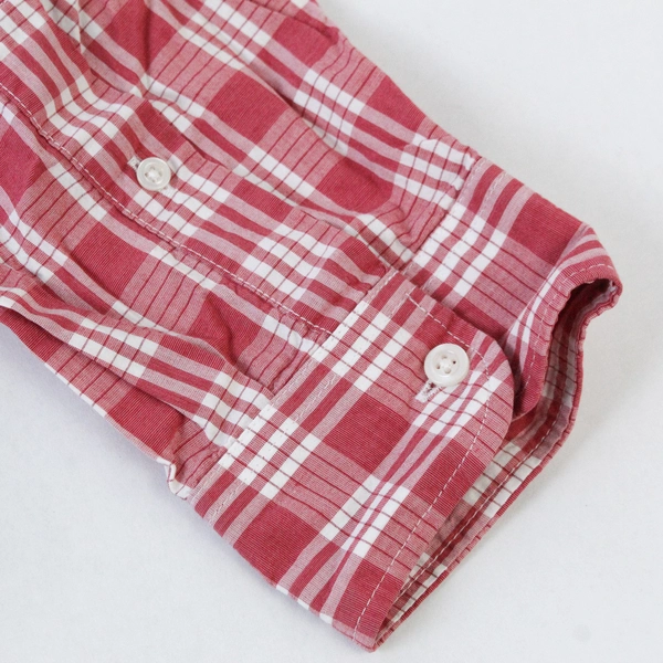 Old Navy XL Slim Fit Red White Plaid Dress Shirt Long Sleeve Good Condition