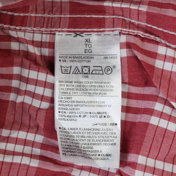 Old Navy XL Slim Fit Red White Plaid Dress Shirt Long Sleeve Good Condition