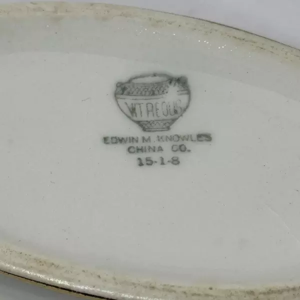 Vintage Knowles Vitreous China 10" Oval Serving Bowl with Handles