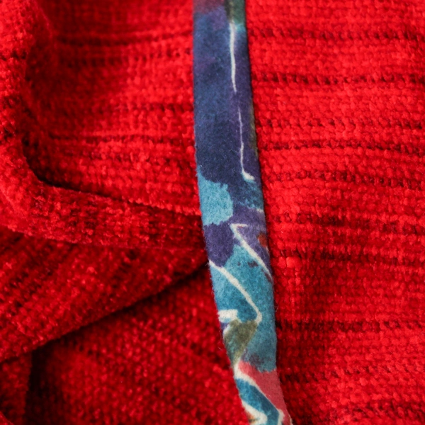 Audrey Legatowicz Red Handwoven Multicolor Trim Shawl Women's One Size