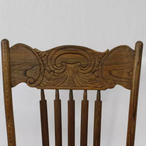 Set of 3 Antique Press Back Solid Oak Dining Side Chairs