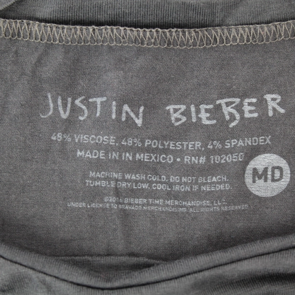 Justin Bieber Graphic Sleeveless Tank Top Women's Charcoal Gray Size M