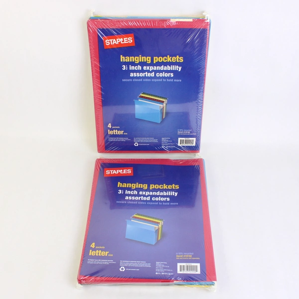 Staples Hanging File Pockets 3.5" Expansion Letter Size 4-Pack Lot