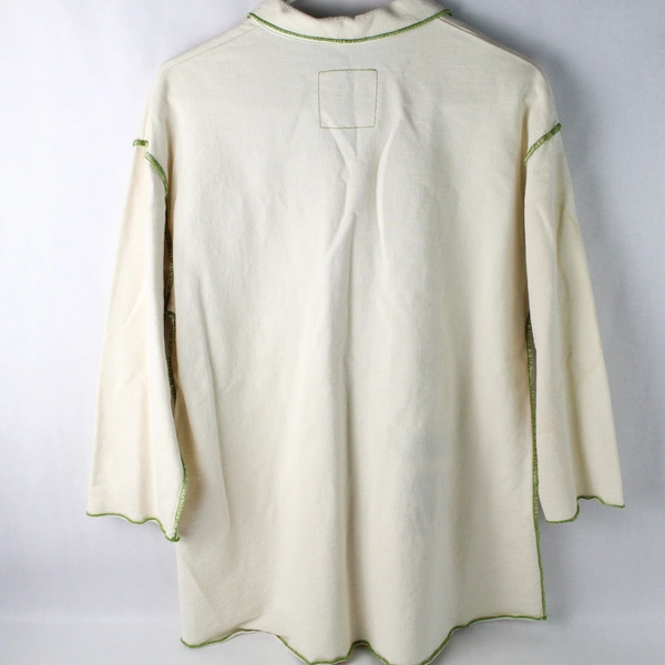 Produce Company White Multicolor Design Button Up Stitch Accents Women's Small