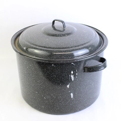 Gray Speckled Enamel Steel Graniteware Stock Pot with Lid 20 Qt Large