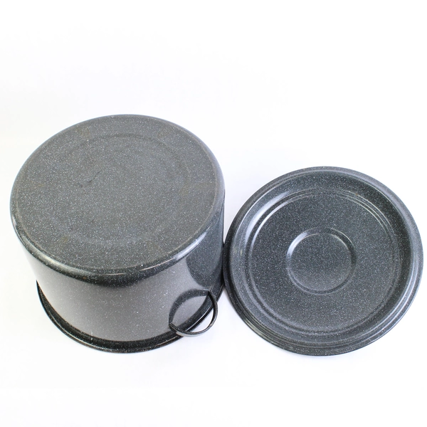 Gray Speckled Enamel Steel Graniteware Stock Pot with Lid 20 Qt Large