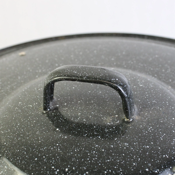 Gray Speckled Enamel Steel Graniteware Stock Pot with Lid 20 Qt Large