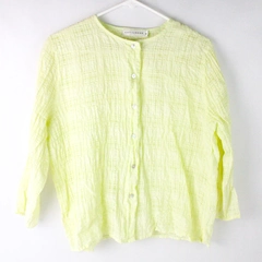Cut Loose Rayon Top Women's Small Yellow 3/4 Sleeve Button Up